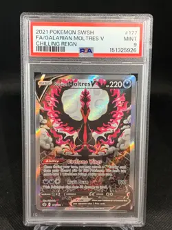 2021 Pokemon Chilling Reign Galarian Moltres V Alt Full Art 177/198 PSA 9 - Image 1