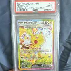 Pokemon 2024 SV08 Surging Sparks Pikachu ex 238/191 SIR Full Art PSA 10 EN - Image 1