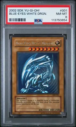 Blue Eyes White Dragon SDK-001 Ultra Rare HEAVY FOIL BLEED Yugioh PSA 8 *654 - Image 1