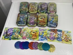 Full Set 8 EMPTY Pokemon PRISMATIC EVOLUTIONS Mini Tins & Eevee Coins (NO PACKS) - Image 1