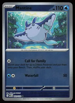 Mantine 032/132 Common Mega Evolution Pokemon Reverse Holo Near Mint - Image 1