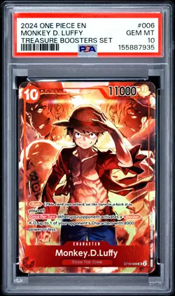 2024 ONE PIECE PROMOS 006 ENGLISH MONKEY D. LUFFY TREASURE BOOSTERS SET PSA 10 - Image 1