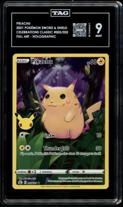 Pokemon TCG Celebrations Pikachu Holo Card 5/25 Rare TAG 9 - Image 1