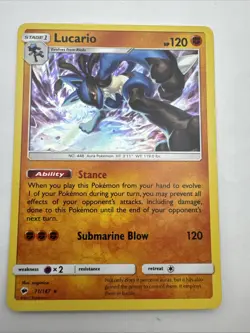 Lucario, 71/147, Burning Shadows, Holo Rare Pokemon Tcg - Image 1