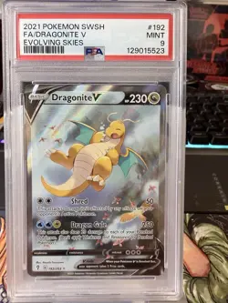 Pokemon 2021 Dragonite V 192/203 Alt Art Evolving Skies PSA 9 - Image 1