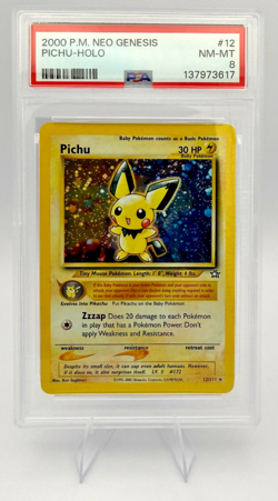 PSA 8 NM-MT English 2000 Pokemon Neo Genesis PICHU HOLO Unlimited #12/111 - Image 1