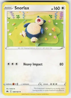 Snorlax 109/159 Rare Crown Zenith Pokemon Near Mint - Image 1