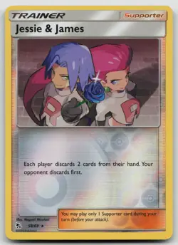 Jessie & James 58/68 Holo Rare Hidden Fates Pokemon Near Mint - Image 1