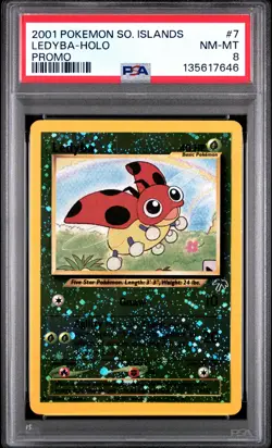 2001 POKEMON SOUTHERN ISLANDS PROMO #7 LEDYBA-HOLO PSA 8 - Image 1