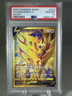 Zamazenta V GOLD SECRET RARE 212/202 Sword Shield Full Art PSA 10 GEM MINT T498 - Image 1