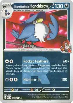 Team Rocket's Honchkrow (Team Rocket) 127/217 Reverse Holo Pokemon ME: ASC NM+ - Image 1