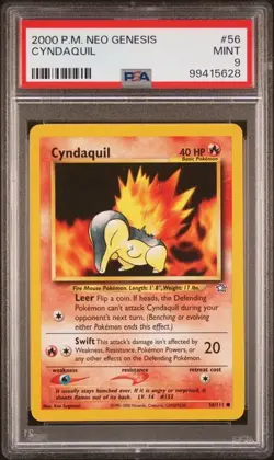 Pokemon TCG Cyndaquil Neo Genesis 2000 #56 PSA 9 - Image 1