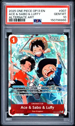 Ace & Sabo & Luffy (Alternate Art) OP13-007 Carrying On His Will PSA 10 - Image 1