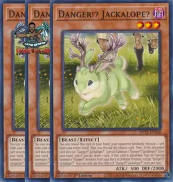 Yugioh! 3x Danger!U JackalopeU MP25-EN448 Common 1st Ed NM - Image 1