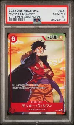 One Piece Japanese Monkey D. Luffy P-001 PSA 10 GEM MINT 7-11 Campaign Promo - Image 3