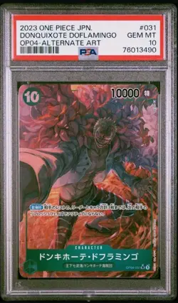 PSA 10 Donquixote Doflamingo Japanese One Piece Kingdoms OP04-031 Alt Art GEM - Image 1