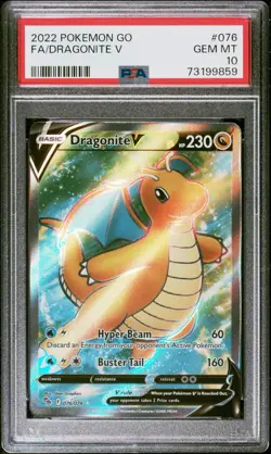Pokemon Card Dragonite V 076/078 Pokemon GO PSA 10 Full Art 2022 #076 - Image 1