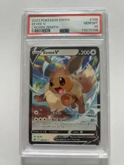 Pokemon Eevee V 108/159 Sword Shield Crown Zenith Pokemon (SEE DESCRIPTION)PSA10 - Image 1