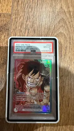 PSA 10 Monkey.D.Luffy ERRATA OP01-003 AA Leader One Piece TCG - Image 4