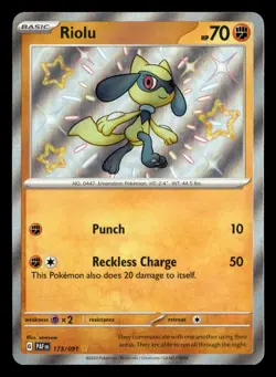 Riolu 173/091 Shiny Rare Paldean Fates Pokemon Card - Image 2