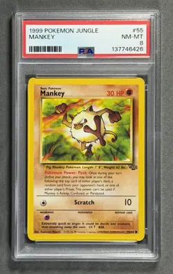 1999 Pokemon Jungle #55 MANKEY Base Set Series Common 55/64 Pokemon Card PSA 8 - Image 1