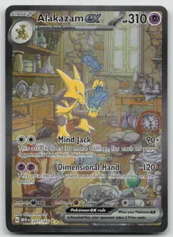 NM Alakazam ex 201/165 SV: Scarlet & Violet 151 Pokemon TCG Card Full Art - Image 1