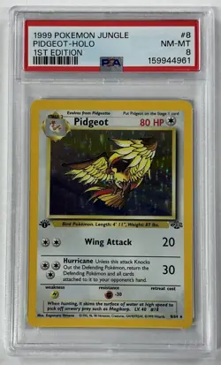 1999 WOTC POKEMON JUNGLE 1ST EDITION PIDGEOT 8/64 HOLO FOIL RARE PSA 8 NM-MT - Image 1
