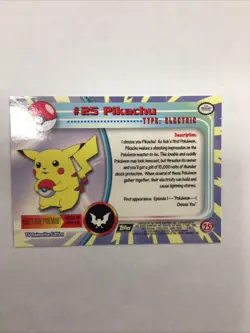 1999 Topps Pokemon TV Animation Series 1 Pikachu #25 - Non-Foil - Black Logo - Image 2