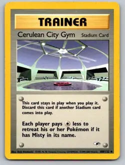 Cerulean City Gym 108/132 Uncommon Gym Heroes Pokemon Unlimited Lightly Played - Image 1