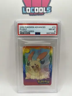 Vintage Pokemon 2004 Panini Advanced Action Print Lenticular Plusle PSA 8 NM - Image 1
