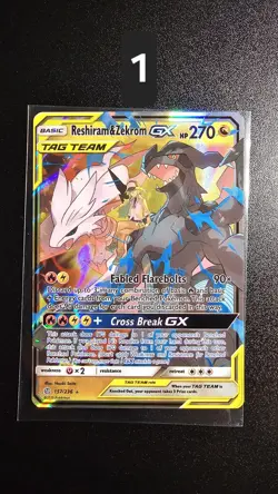 2019 Pokemon Sun & Moon Cosmic Eclipse Reshiram & Zekrom GX 157/236 - NM - Image 1