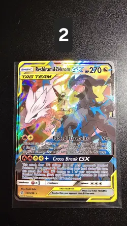 2019 Pokemon Sun & Moon Cosmic Eclipse Reshiram & Zekrom GX 157/236 - NM - Image 3