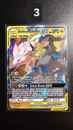 2019 Pokemon Sun & Moon Cosmic Eclipse Reshiram & Zekrom GX 157/236 - NM - Image 5