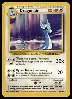 Dragonair 18/102 Rare Base Set Unlimited Pokemon LP - Image 1