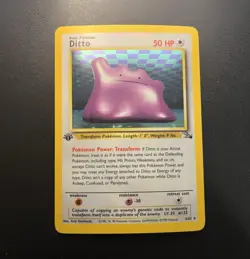 Pokemon TCG Ditto 3/62 Fossil 1st Edition Holo Rare English MP Vintage Unlimited - Image 1