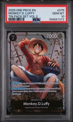 2026 One Piece Monkey D. Luffy (Tin Pack Set Vol. 2) P-075 Promo Foil PSA 10 - Image 2