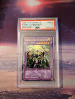 YUGIOH ELEMENTAL HERO THUNDER GIANT ULTIMATE RARE TLM-EN036 1ST EDITION PSA 7 - Image 1