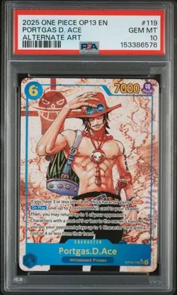 PORTGAS D. ACE OP13 119 CARRYING ON HIS WILL ONE PIECE ALTERNATE ART PSA 10 - Image 1