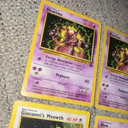 Wizards Pokemon TCG 4-Card Lot Mewtwo x2 Mew Giovanni's Meowth 1999 - Image 4