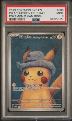 PIKACHU/GREY FELT HAT POKEMON X VAN GOGH SVP EN-SV BLACK STR PRM 2023 085 PSA 9 - Image 1