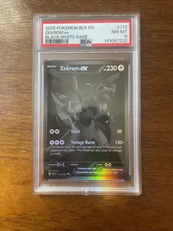 2025 POKEMON BLK EN-BLACK BOLT BLACK WHITE RARE #172 ZEKROM EX PSA 8 - Image 1