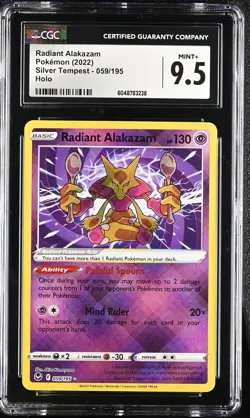 Radiant Alakazam 059/195 Holo Silver Tempest Pokemon CGC 9.5 Mint+ - Image 1