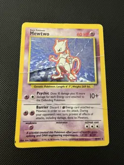Pokemon TCG Mewtwo 10/102 Base Set Unlimited Holo Rare HP - Image 1