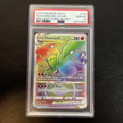 2022 Pokemon SWSH Brilliant Stars Secret #174 FA Charizard VStar PSA 10 GEM MINT - Image 1