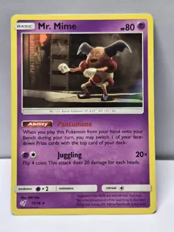 Mr. Mime 11/18 Pokemon - Holo Sun & Moon Detective Pikachu LP - Image 1