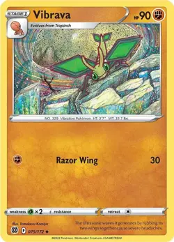 Vibrava 075/172 Reverse Holo Pokemon Brilliant Stars - Image 1
