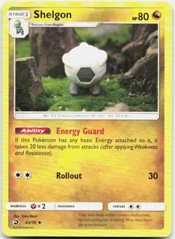 Shelgon 43/70 Uncommon Dragon Majesty Pokemon LP - Image 1