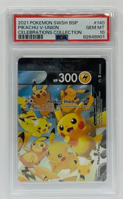 ~~ Pokemon TCG - LOW POP GEM MINT PIKACHU V-UNION SWSH #140 BSP Promo PSA 10 ~~ - Image 1