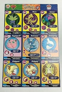 Burger King Pokemon #19 Master Trainer Set Uncut Sheet - Image 1