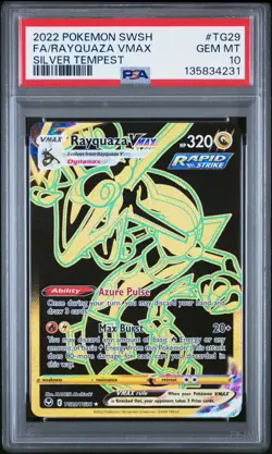 2022 POKEMON SWORD & SHIELD SILVER TEMPEST #TG29 FULL ART/RAYQUAZA VMAX PSA 10 - Image 1